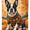 Edge Collections - 28" x 40" - Multicolor - Boston Terrier Fall House Flag Decorative Sleeve Pole Flag - 1 Piece